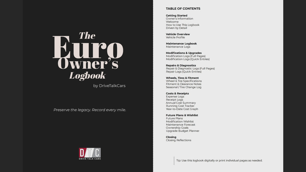 The Euro Owner's Logbook (Digital Edition)